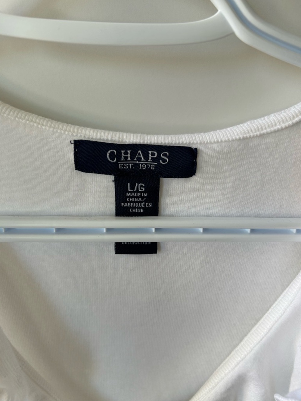 Chaps White Ruffle V-Neck Blouse - Picture 4 of 8